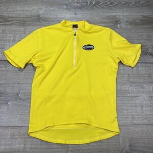 Giordana Cycling Jersey Mens Medium Yellow 1/4 Zip Short Sleeve Pockets Italy